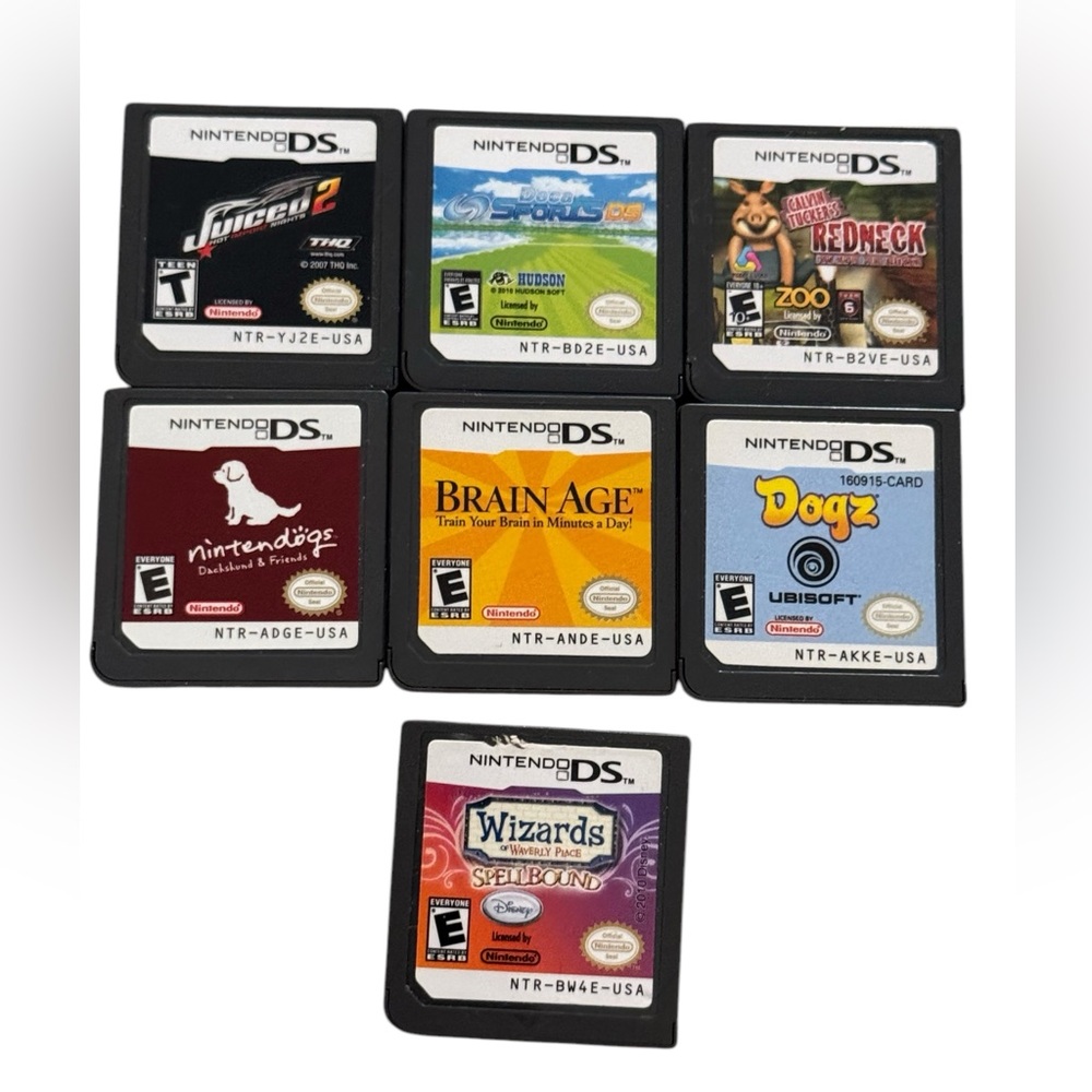 Nintendo DS Game Cartridge LOT 7 pcs Wizards Dogs Brain Age